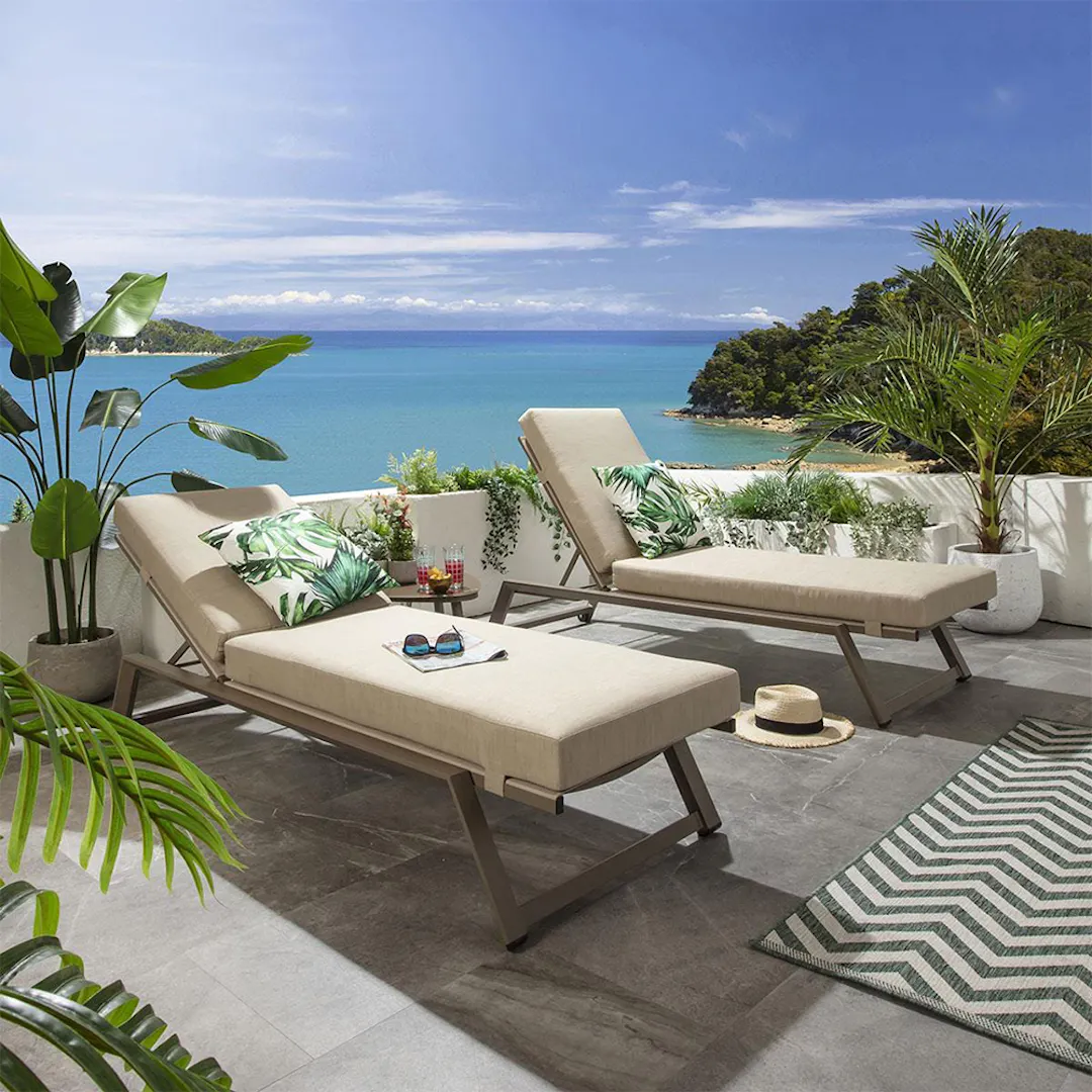 2 X CAYMAN CUSHIONED SUN LOUNGERS 7 X COLOUR CHOICES