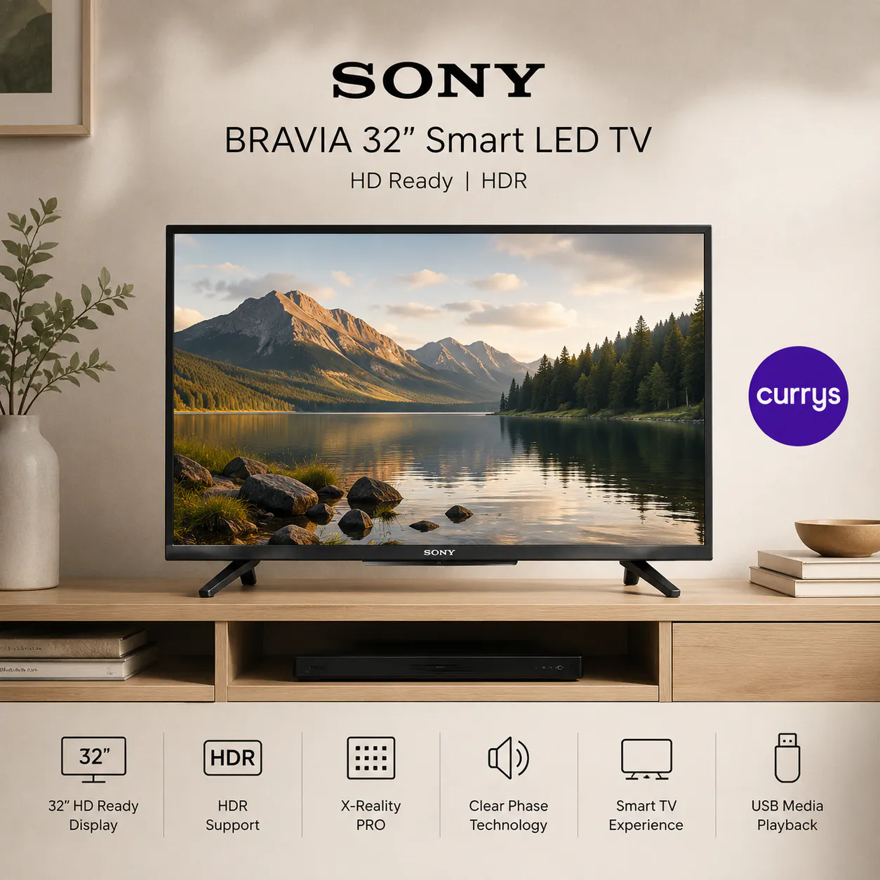 SONY BRAVIA 32" SMART HD READY HDR LED TV