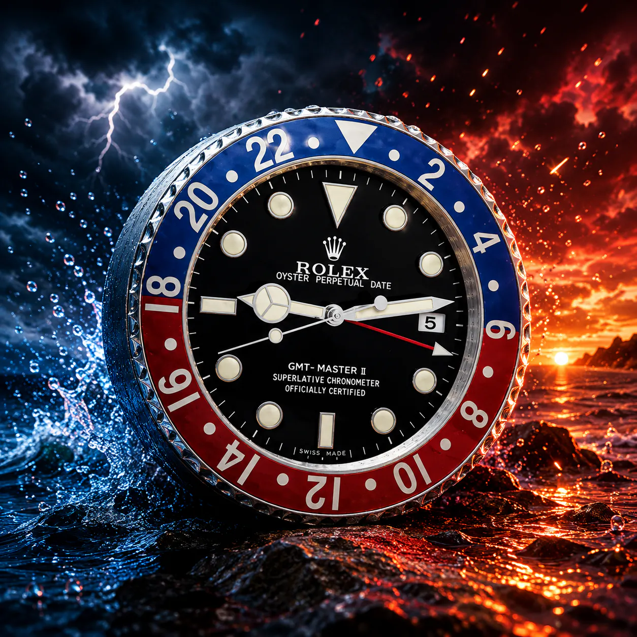 GMT MASTER II PEPSI ROLEX STYLE WALL CLOCK