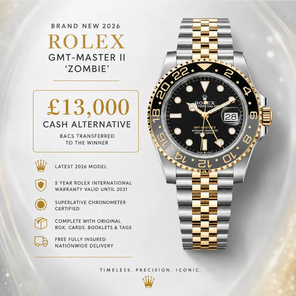 NEW 2026 ROLEX GMT MASTER II 'ZOMBIE' OR £13,000