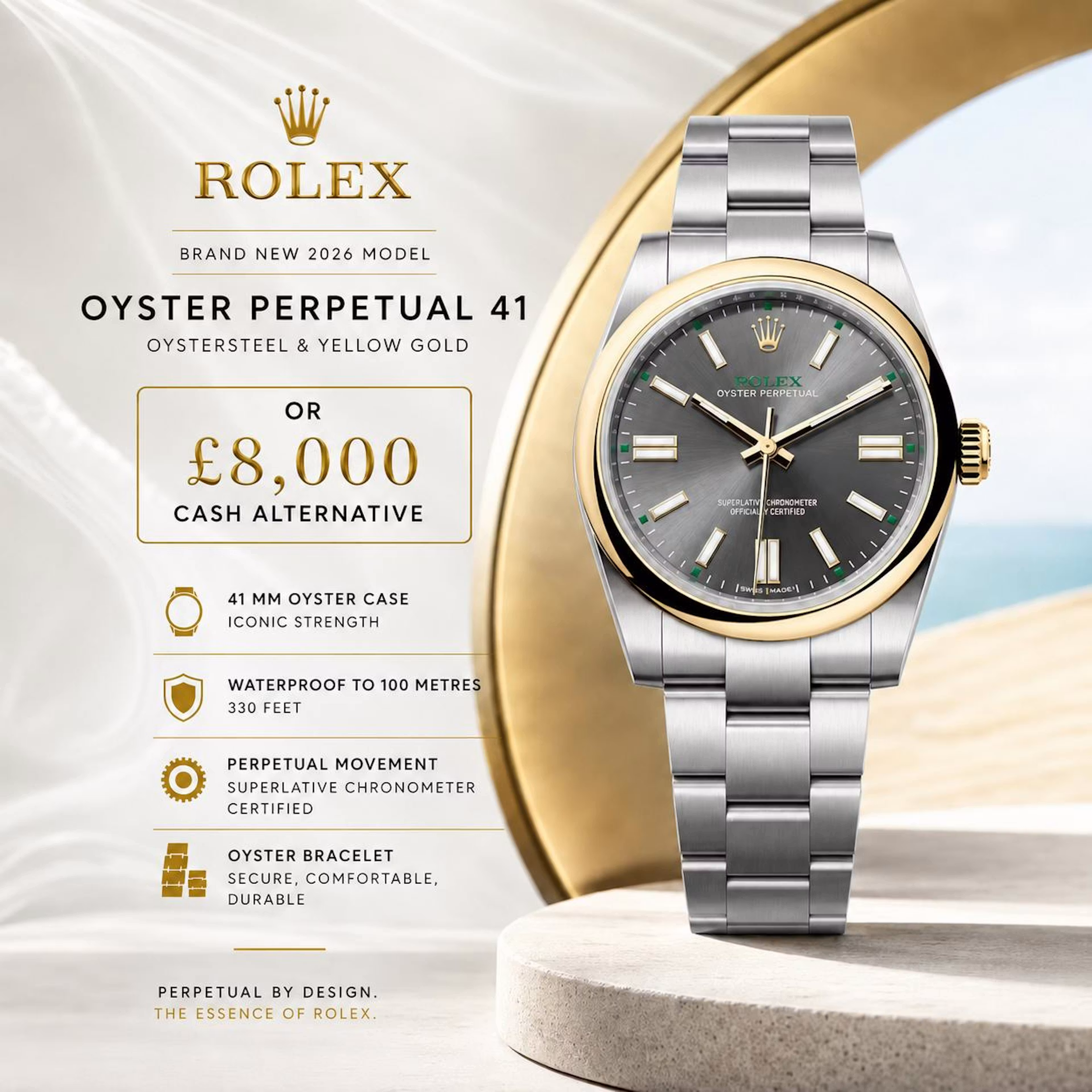 Raymond Gunn - NEW 2026 MODEL ROLEX OP41 OYSTERSTEEL & YELLOW GOLD OR £8,000