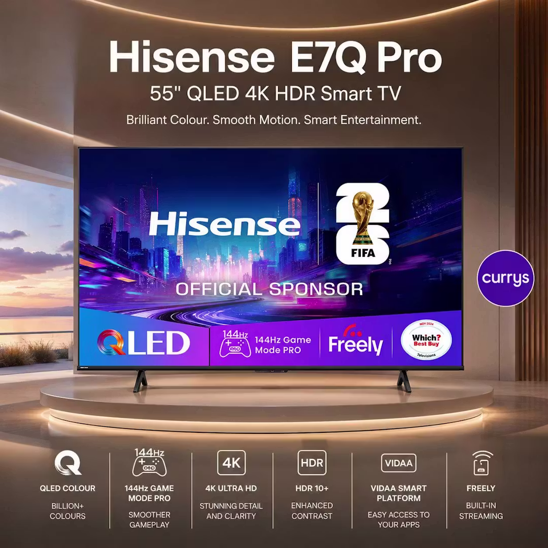 HISENSE E7Q PRO 55" QLED 4K HDR Smart TV with Freely - 55E7QTUK PRO