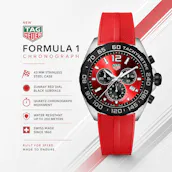 TAG HEUER Formula 1 43mm SUNRAY RED DIAL RUBBER STRAP