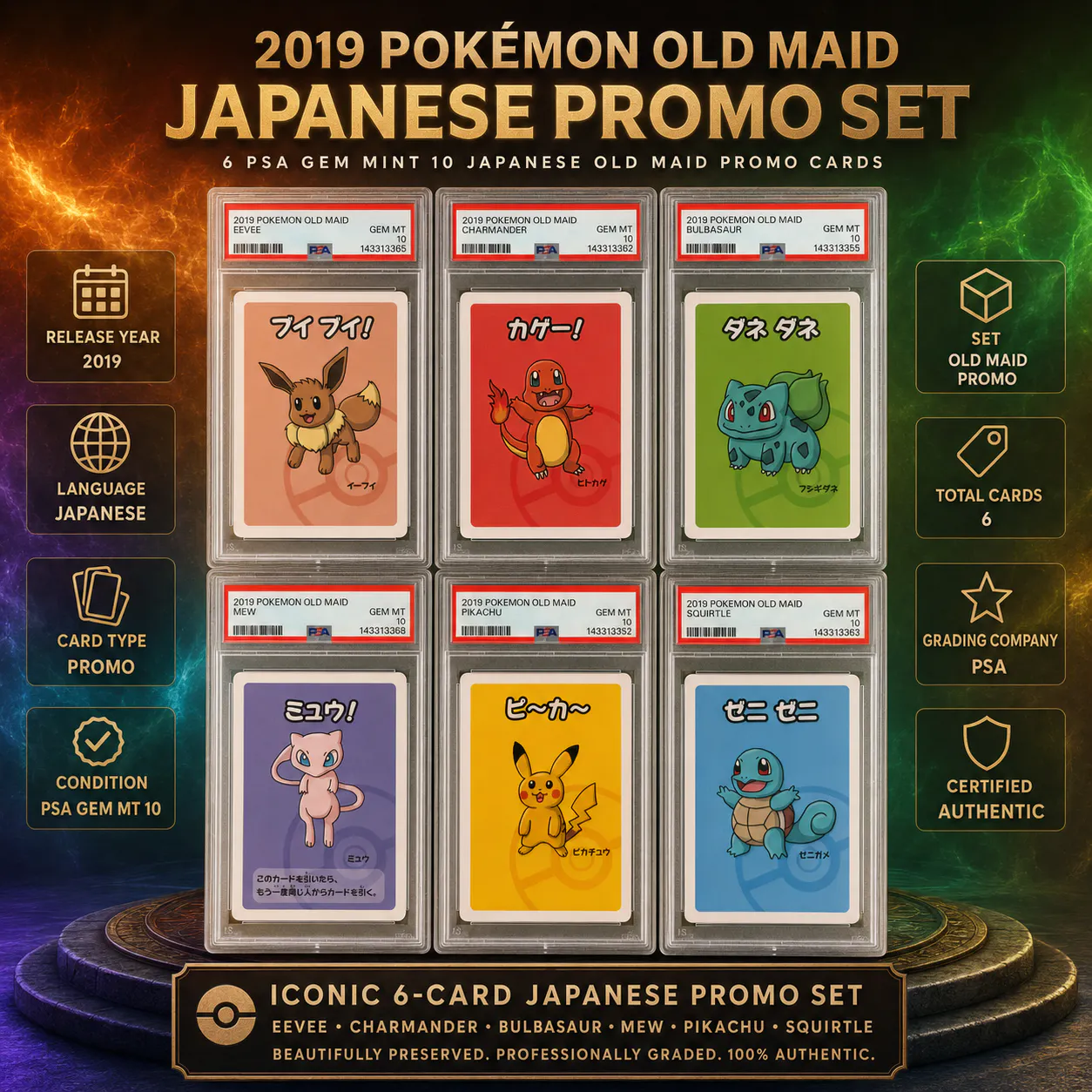 PSA 10 2019 POKÉMON OLD MAID 6-CARD JAPANESE POKEMON COLLECTION