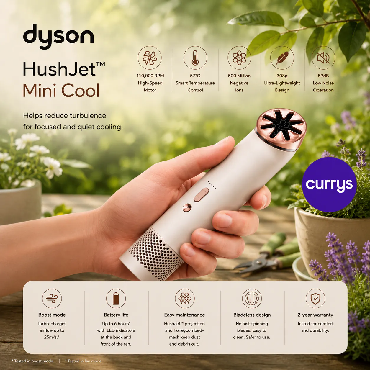 BRAND NEW DYSON HUSHJET MINI COOL - STONE & BLUSH
