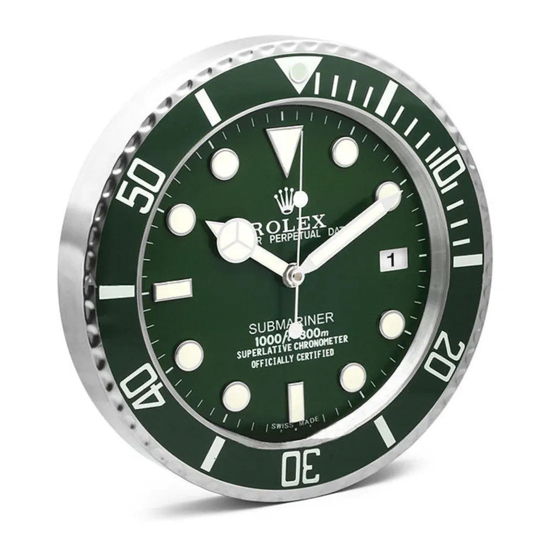 SUBMARINER HULK ROLEX STYLE WALL CLOCK | GREEN