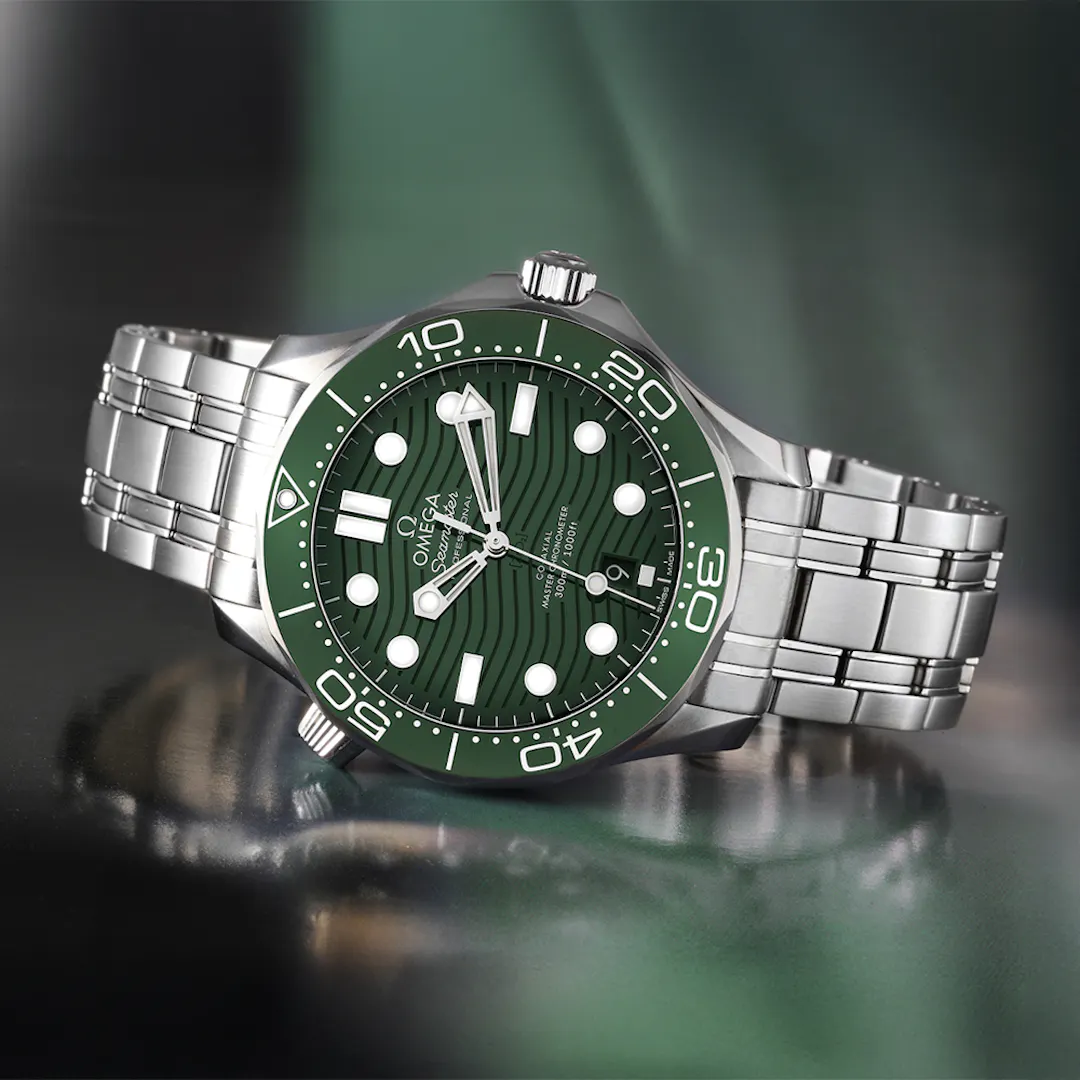 NEW OMEGA SEAMASTER DIVER 300 CO-AXIAL WATCH GREEN