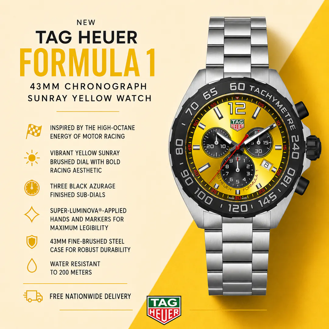 TAG HEUER FORMULA 1 43MM CHRONOGRAPH SUNRAY YELLOW