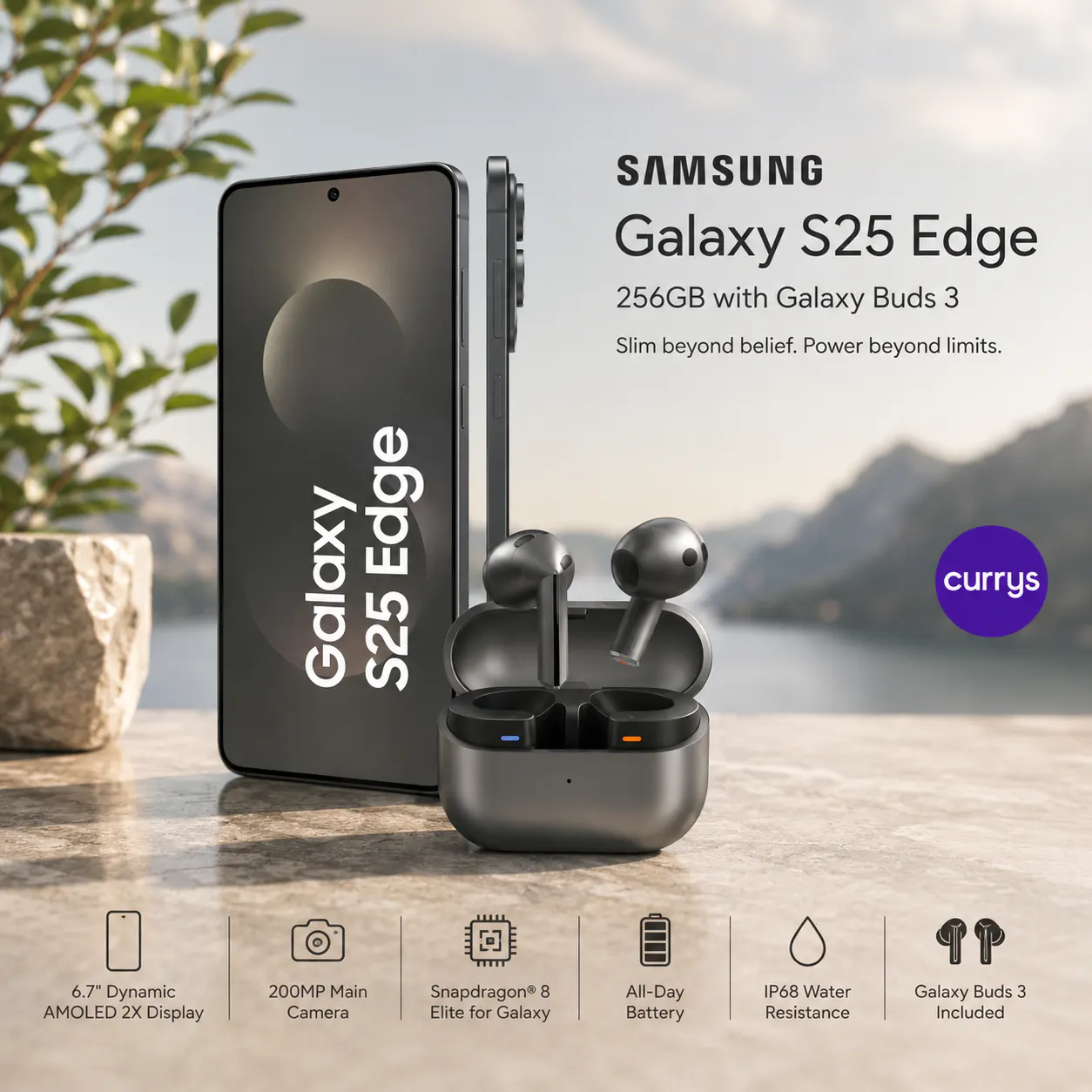 SAMSUNG GALAXY S25 EDGE 256GB WITH GALAXY BUDS 3