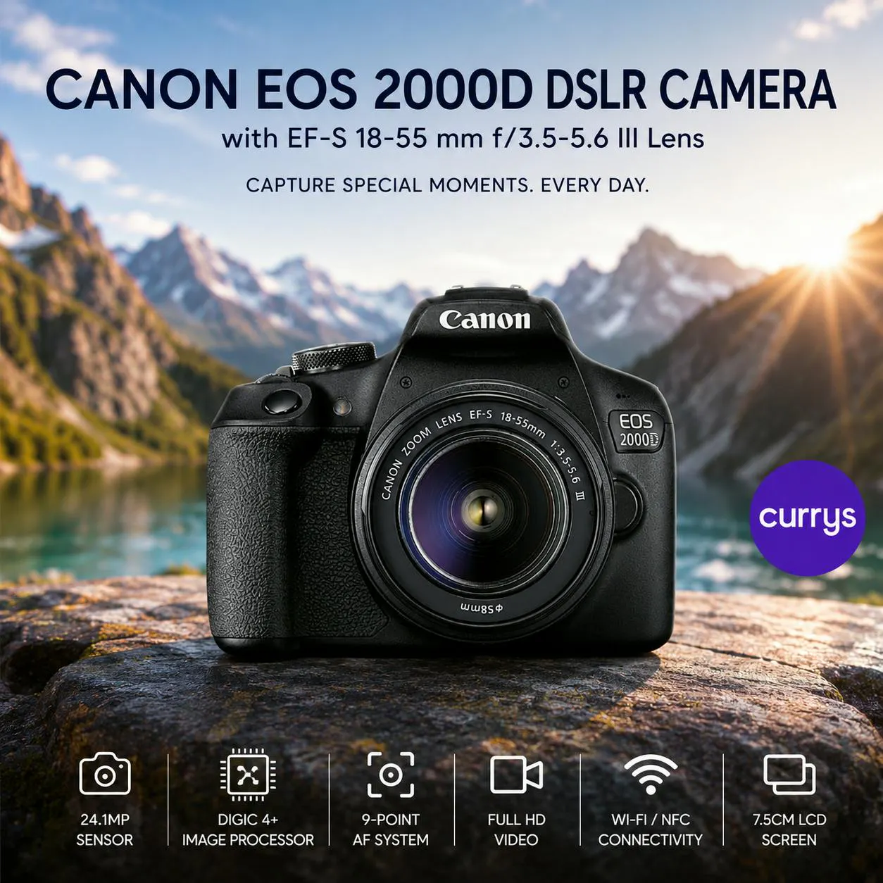 CANON EOS 2000D DSLR CAMERA & 18-55 MM LENS