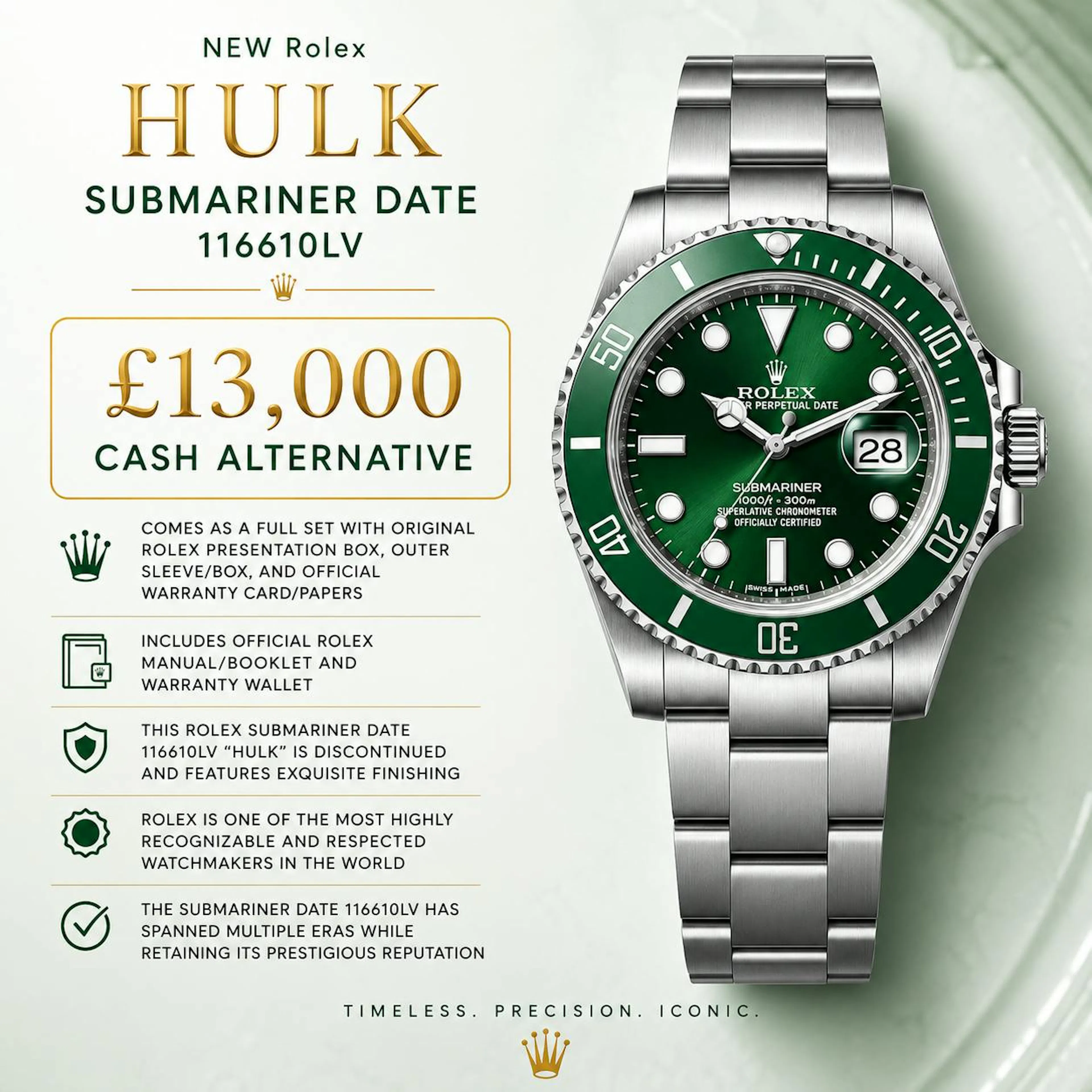 Laura Davies - NEW ROLEX "HULK" SUBMARINER DATE OR £13,000