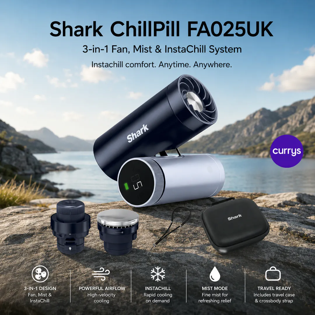 SHARK CHILLPILL FA025UK 3-IN-1 FAN, MIST & INSTACHILL SYSTEM - MIDNIGHT