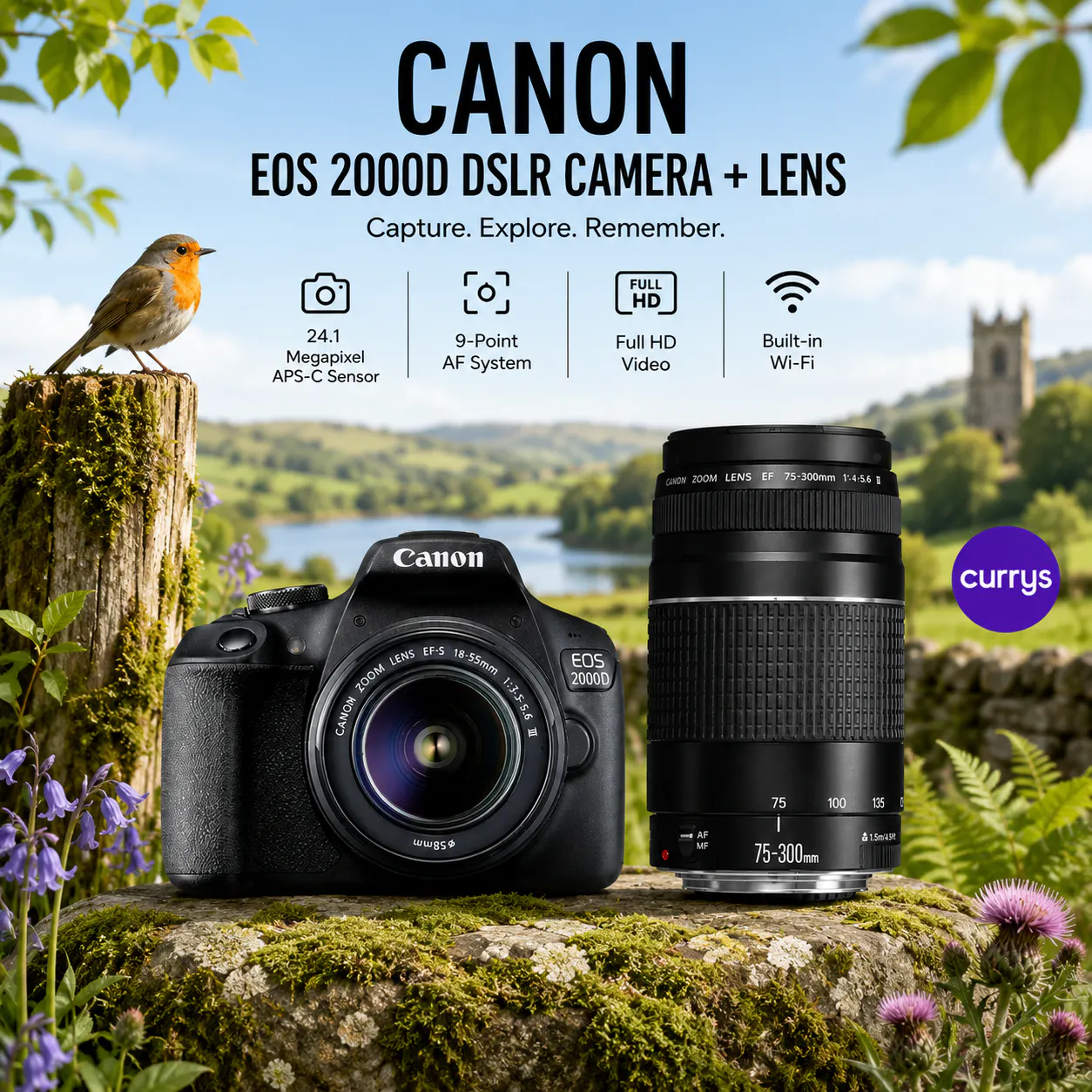 CANON EOS 2000D DSLR CAMERA + LENS