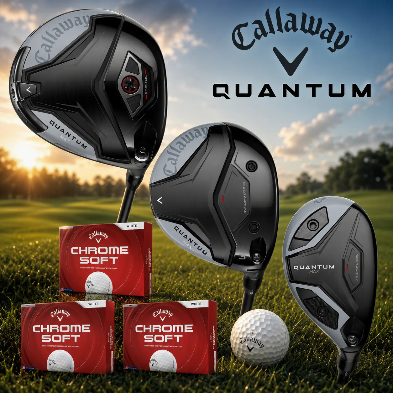 BRAND NEW CALLAWAY QUANTUM MAX DRIVER, FAIRWAY WOOD & HYBRID PACKAGE