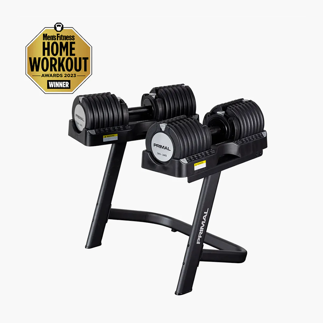 Primal 34kg Adjustable Dumbbell (Pair) With Stand