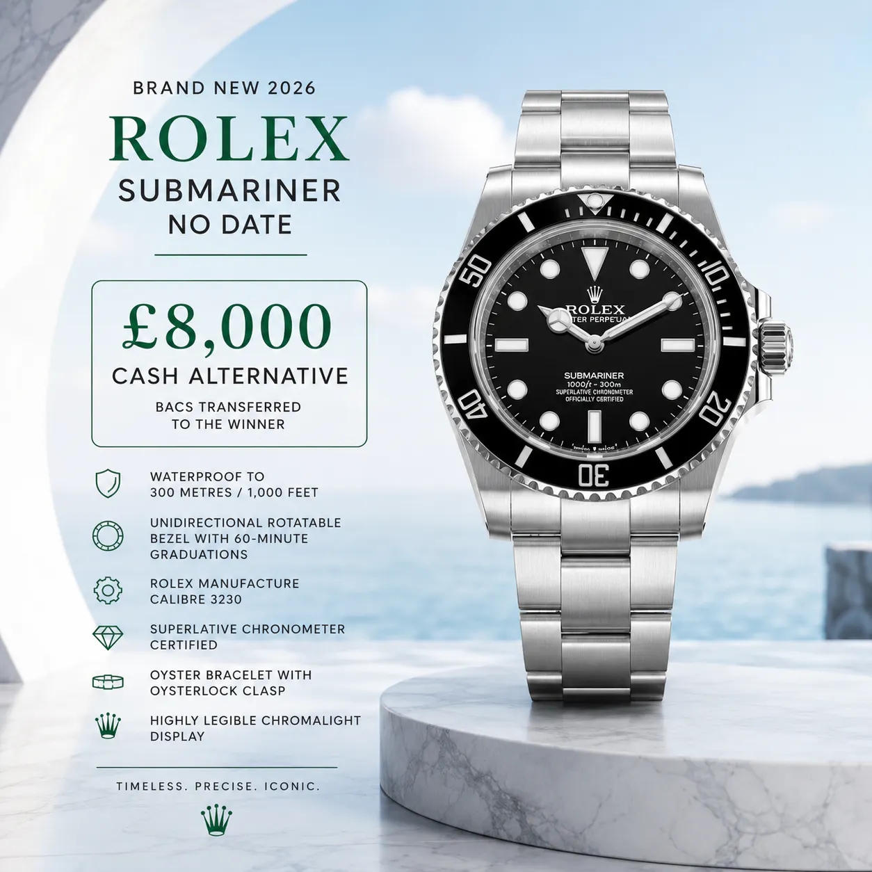 BRAND NEW 2026 ROLEX SUBMARNIER NO DATE OR £8,000