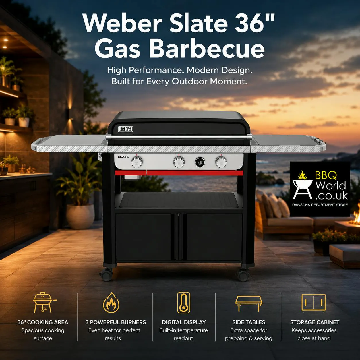 NEW WEBER SLATE 36" PREMIUM GAS GRIDDLE + COVER