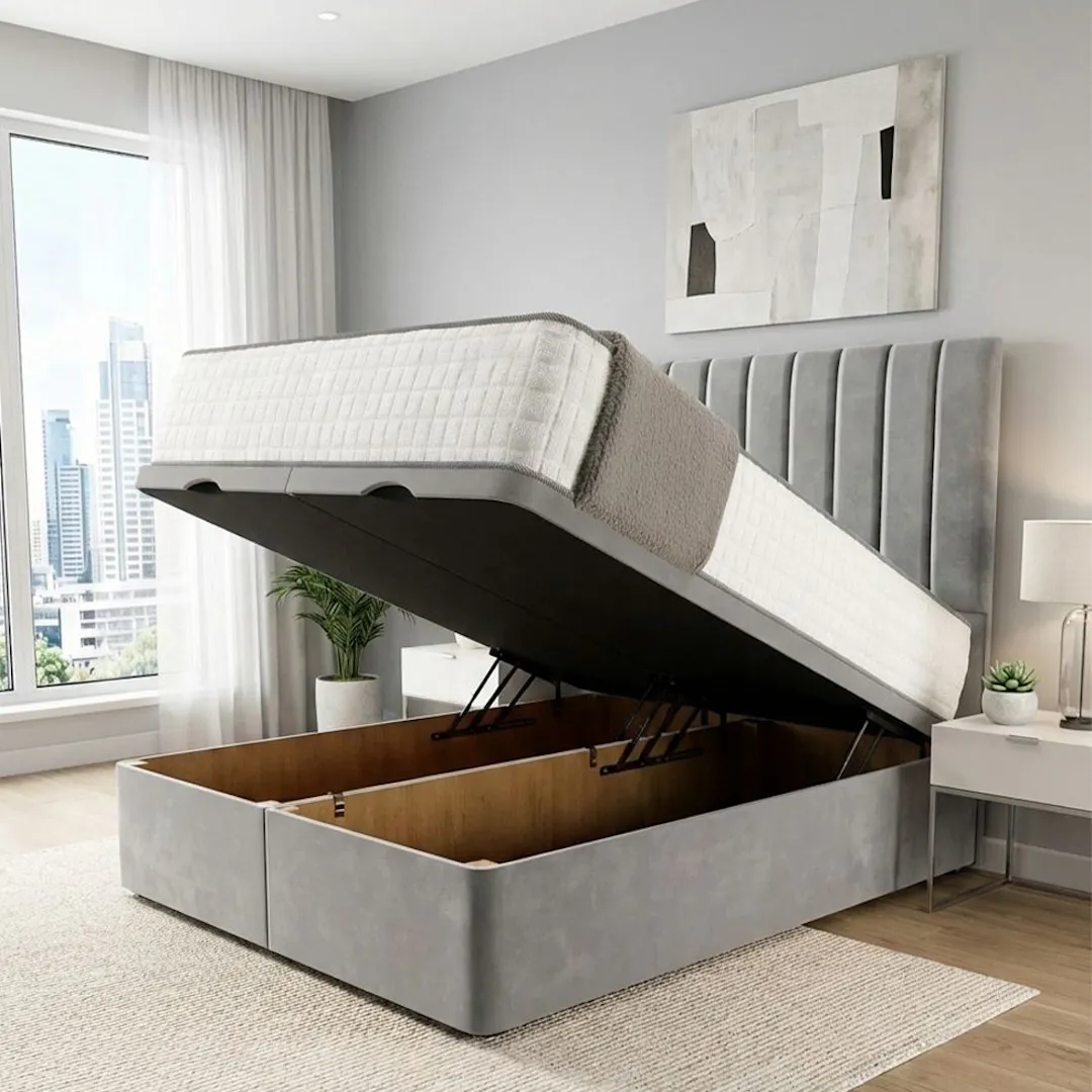 LUXURY OTTOMAN BED BUNDLE - FRAME, MATTRESS + CHOICE OF SIZE & FABRIC