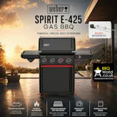STEALTH EDITION WEBER SPIRIT E-425 GAS BBQ + ROTISSERIE KIT & COVER