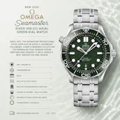NEW OMEGA SEAMASTER DIVER 300 CO-AXIAL WATCH GREEN