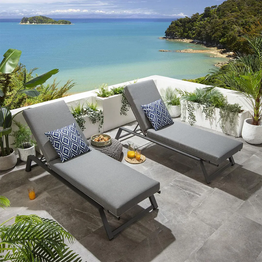 2 X CAYMAN CUSHIONED SUN LOUNGERS 7 X COLOUR CHOICES