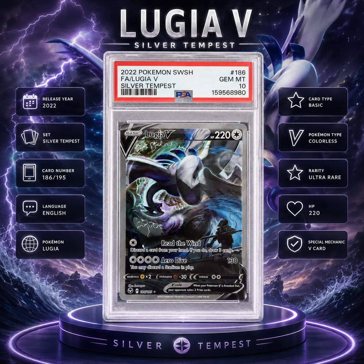PSA 10 LUGIA V SILVER TEMPEST ALTERNATE ART