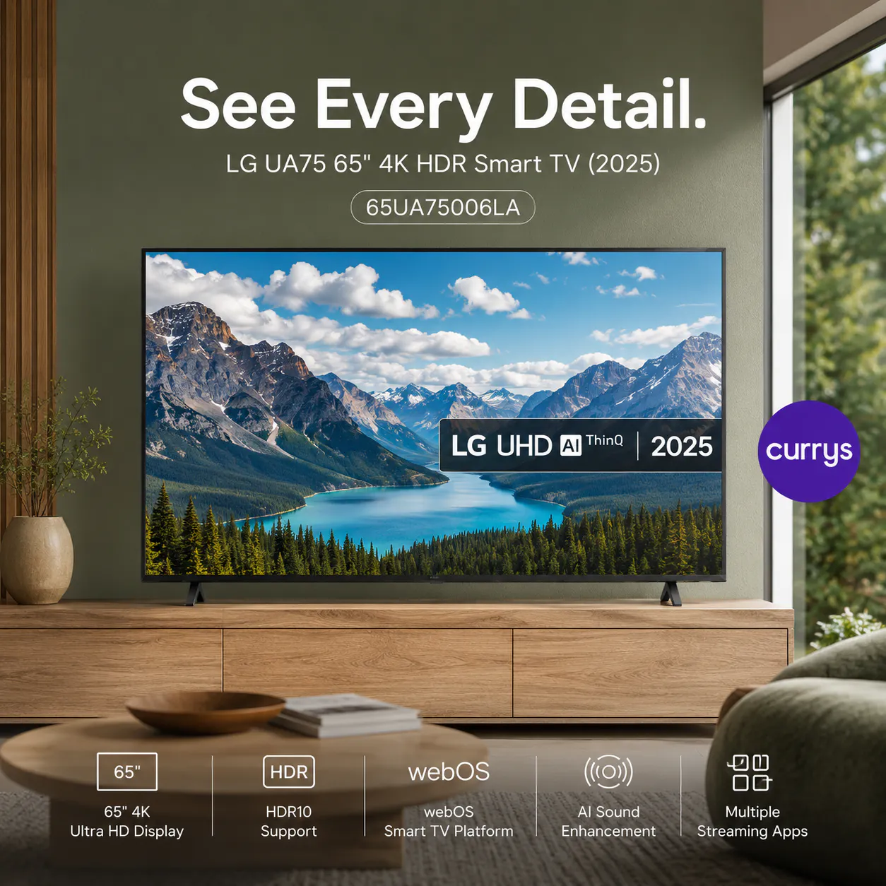 LG UA75 65" LED 4K HDR SMART TV