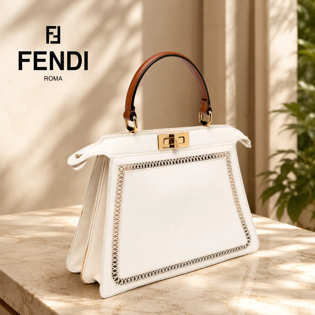FENDI PEEKABOO I SEE U EMBROIDERED DESIGNER HANDBAG